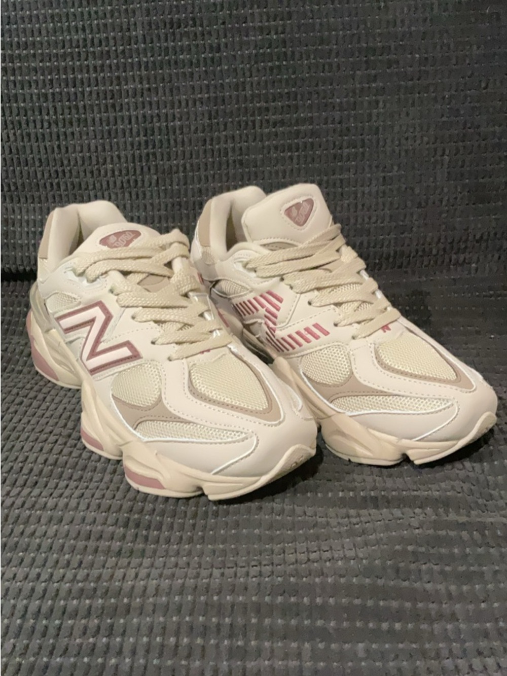 New Balance Men's Cream and Light Pink Running Sneakers